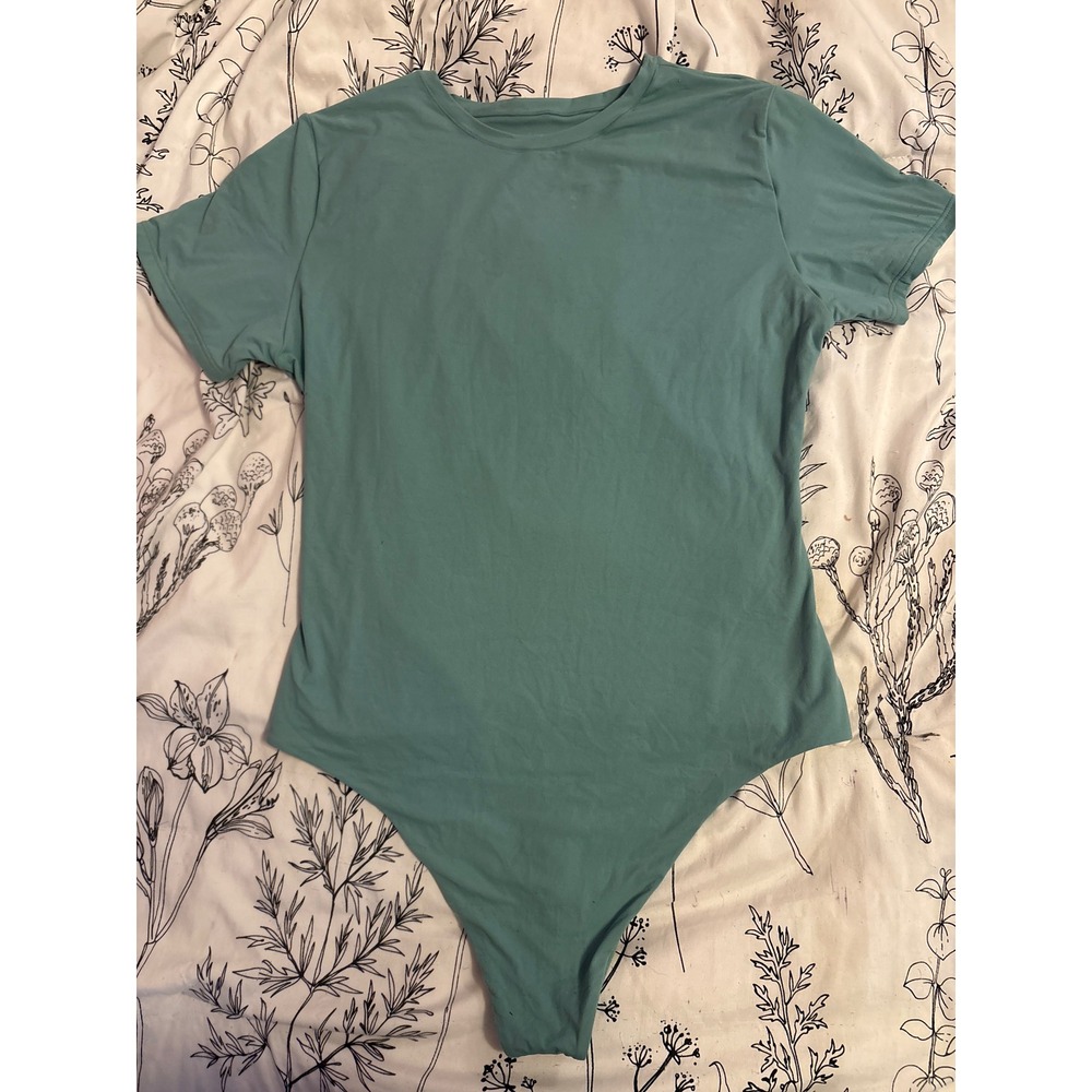NEW Auden Luxury Collection Green Ultra Soft Short Sleeve Bodysuit, XL